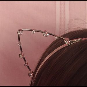 jewel shiny metal silver cat ear headband